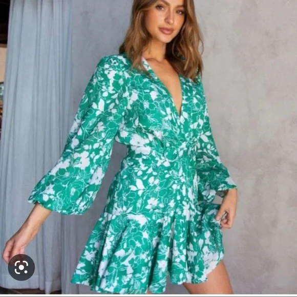alexis green flower dress Alexis Sage Green Semi-Sheer Floral Lace Mini Dress